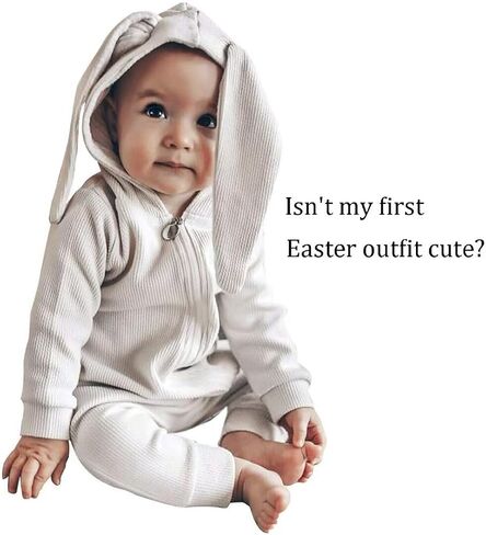 Baby Bunny Costume, Girl or Boy Easter Outfit, Unisex Toddler Rabbit Dress Up Romper, My First Easter Outfit in Saudi Arabia