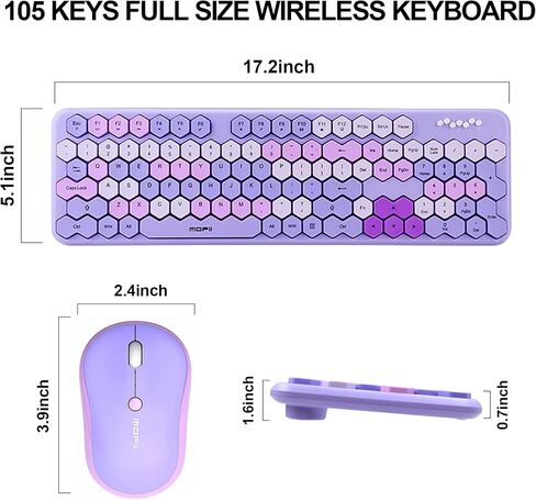 2.4GHz Wireless Keyboard and Mouse Combination,Honeycomb Shaped 17-inch Keyboard for Teenagers' laptops and PCs in Saudi Arabia