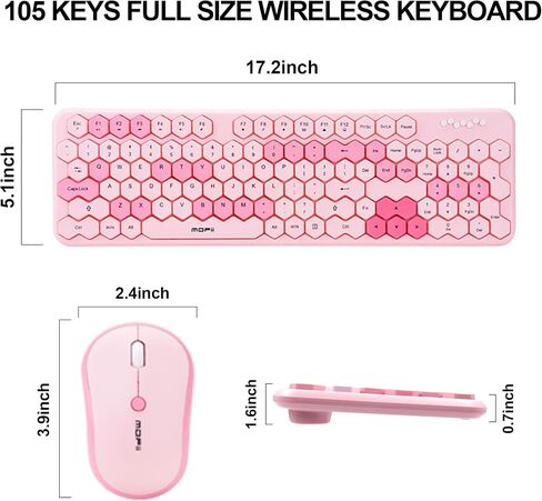 2.4GHz Wireless Keyboard and Mouse Combination,Honeycomb Shaped 17-inch Keyboard for Teenagers' laptops and PCs in Saudi Arabia