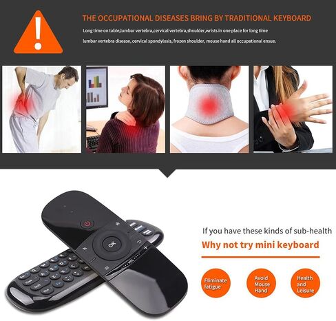 W1 2.4G Air Mouse لوحة مفاتيح لاسلكية للتحكم عن بعد بالأشعة تحت الحمراء التعلم عن بعد 6 محاور تحسس الحركة مع مستقبل USB للتلفزيون الذكي Android TV Box الكمبيوتر المحمول in Saudi Arabia