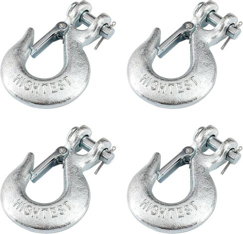 4 عبوات من خطافات Clevis زلة مقاس 1/4 بوصة مع مزلاج أمان، خطاف سحب عالي التحمل من EYSOLD درجة 70 خطاف سلسلة فولاذية مزورة، 12,600 رطل تعمل لمقطورة شاحنة نقل سحب ونش مقطورة in Kuwait