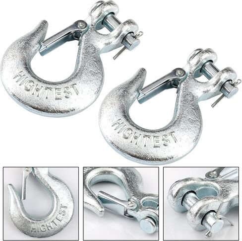 4 عبوات من خطافات Clevis زلة مقاس 1/4 بوصة مع مزلاج أمان، خطاف سحب عالي التحمل من EYSOLD درجة 70 خطاف سلسلة فولاذية مزورة، 12,600 رطل تعمل لمقطورة شاحنة نقل سحب ونش مقطورة in Kuwait