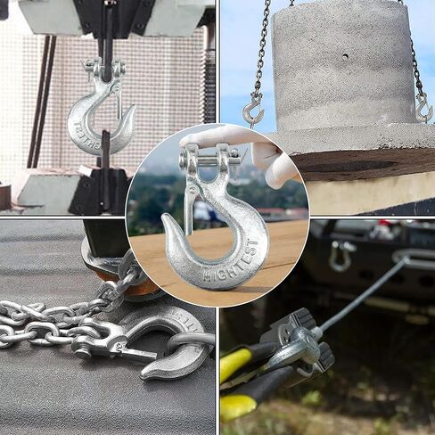 4 عبوات من خطافات Clevis زلة مقاس 1/4 بوصة مع مزلاج أمان، خطاف سحب عالي التحمل من EYSOLD درجة 70 خطاف سلسلة فولاذية مزورة، 12,600 رطل تعمل لمقطورة شاحنة نقل سحب ونش مقطورة in Kuwait
