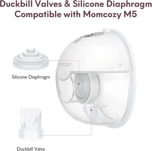 Replacement 4 Duckbill Valves/Duck Bill Valve & 2 Silicone Membrane/Diaphragm Compatible with Momcozy M5 Wearable Breast Pump, Accessories Made by Durceler, Not Original Momcozy Pump Parts in Saudi Arabia