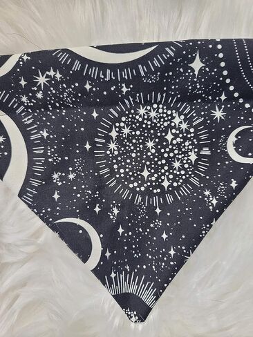 Glow in the Dark Black and White Moons and Stars Over the Collar Dog Bandana That Slips onto Their Existing Collar Size Extra Large in Saudi Arabia