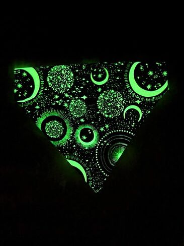 Glow in the Dark Black and White Moons and Stars Over the Collar Dog Bandana That Slips onto Their Existing Collar Size Extra Large in Saudi Arabia