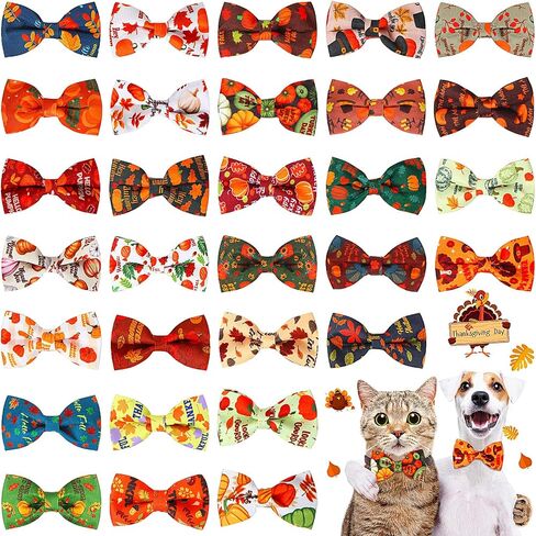30 Pcs Dog Collar Bow Ties Bulk Dog Bowtie Holiday Dog Accessories Collar Charms Detachable Attachment Puppy Bows for Small Medium Large Dogs Cat Grooming Supply (Fall Style) in Saudi Arabia