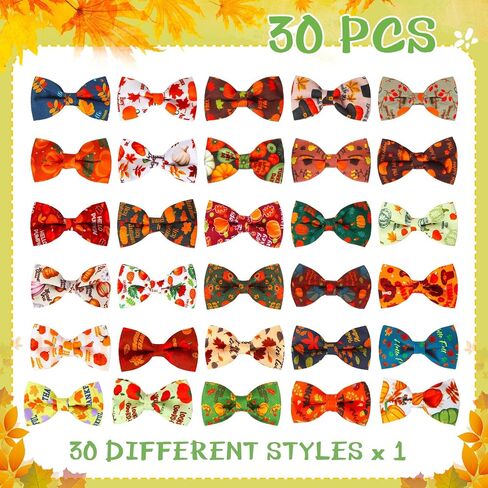 30 Pcs Dog Collar Bow Ties Bulk Dog Bowtie Holiday Dog Accessories Collar Charms Detachable Attachment Puppy Bows for Small Medium Large Dogs Cat Grooming Supply (Fall Style) in Saudi Arabia