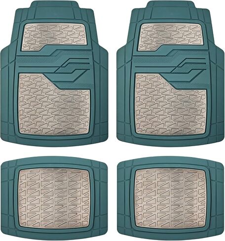 سجادات أرضية مطاطية شديدة التحمل من PIC AUTO، مجموعة سجادات سيارة زيتونية ودخانية، سجادات سيارة أمامية وخلفية مع وسادة للكعب وظهر مضاد للانزلاق، حماية من جميع الأحوال الجوية، مناسبة لسيارات الدفع الرباعي والسيدان والشاحنات in Kuwait