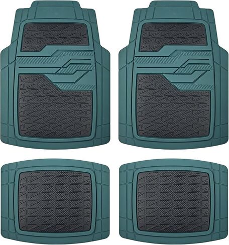 PIC AUTO Heavy Duty Rubber Floor Mats, Olive & Smoke Car Mats Set, Front and Rear Car Mats with Heel Pad & Anti-Slip Backing, All Weather Protection, Trim-to-Fit for Automotive SUV, Sedan, Van in Saudi Arabia