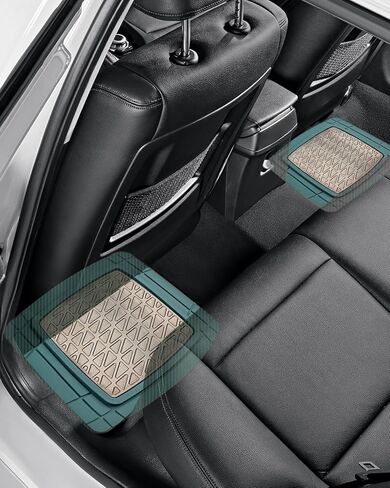 سجادات أرضية مطاطية شديدة التحمل من PIC AUTO، مجموعة سجادات سيارة زيتونية ودخانية، سجادات سيارة أمامية وخلفية مع وسادة للكعب وظهر مضاد للانزلاق، حماية من جميع الأحوال الجوية، مناسبة لسيارات الدفع الرباعي والسيدان والشاحنات in Kuwait