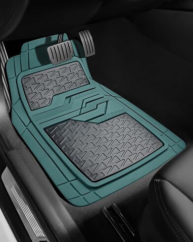 PIC AUTO Heavy Duty Rubber Floor Mats, Olive & Smoke Car Mats Set, Front and Rear Car Mats with Heel Pad & Anti-Slip Backing, All Weather Protection, Trim-to-Fit for Automotive SUV, Sedan, Van in Saudi Arabia