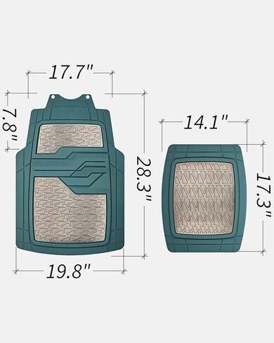 سجادات أرضية مطاطية شديدة التحمل من PIC AUTO، مجموعة سجادات سيارة زيتونية ودخانية، سجادات سيارة أمامية وخلفية مع وسادة للكعب وظهر مضاد للانزلاق، حماية من جميع الأحوال الجوية، مناسبة لسيارات الدفع الرباعي والسيدان والشاحنات in Kuwait