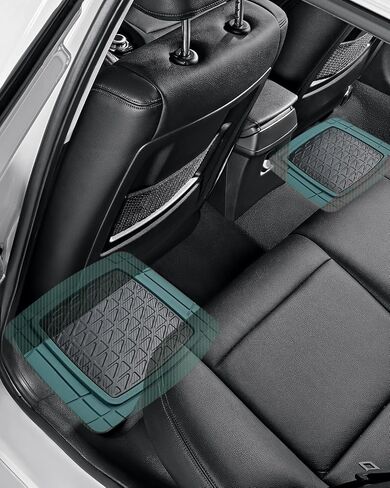 PIC AUTO Heavy Duty Rubber Floor Mats, Olive & Smoke Car Mats Set, Front and Rear Car Mats with Heel Pad & Anti-Slip Backing, All Weather Protection, Trim-to-Fit for Automotive SUV, Sedan, Van in Saudi Arabia