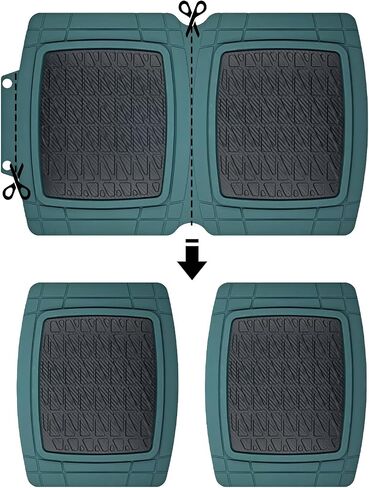 PIC AUTO Heavy Duty Rubber Floor Mats, Olive & Smoke Car Mats Set, Front and Rear Car Mats with Heel Pad & Anti-Slip Backing, All Weather Protection, Trim-to-Fit for Automotive SUV, Sedan, Van in Saudi Arabia