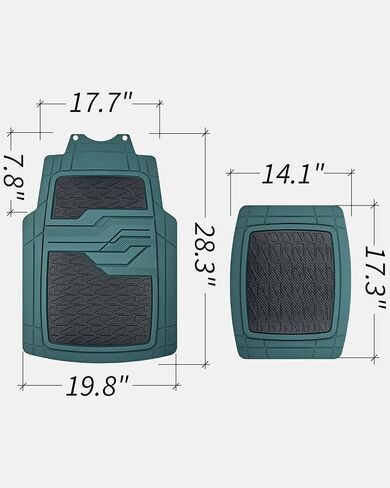 PIC AUTO Heavy Duty Rubber Floor Mats, Olive & Smoke Car Mats Set, Front and Rear Car Mats with Heel Pad & Anti-Slip Backing, All Weather Protection, Trim-to-Fit for Automotive SUV, Sedan, Van in Saudi Arabia