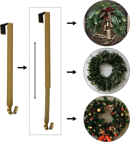 Sattiyrch Wreath Door Hanger,Over The Door Wreath Holder,Adjustable Length Wreath Hook for Front Door,Holds Up to 20 lbs(Champagne) in Saudi Arabia