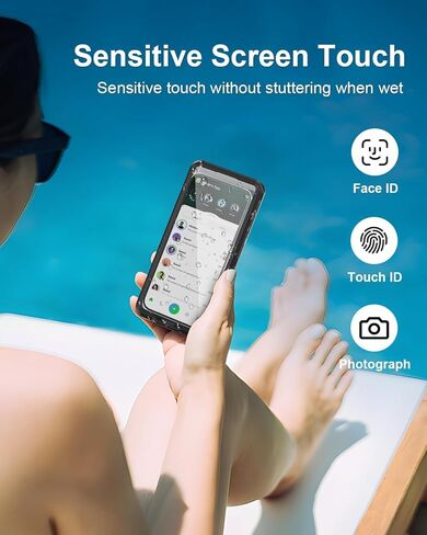 حافظة هاتف مقاومة للماء للغوص، حافظة هاتف تحت الماء مقاس 6.9 بوصة للغطس، حافظة عالمية ذاتية الفحص مقاومة للماء لهاتف آيفون 15 14 13 12 برو ماكس سامسونج S24 S23 S22 جوجل إل جي موتورولا أسود in Kuwait