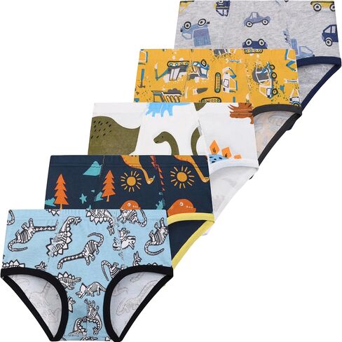 Boys Fashion Soft 100% Cotton Tagless Brief 5 Pack Breathable Underwear for Little Kid Boys in Saudi Arabia