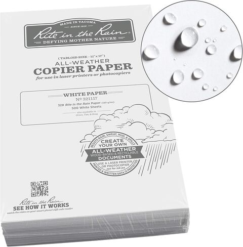 Rite In The Rain Weatherproof Laser Printer Paper, Tabloid Paper Size 11" x 17", 32# White, 500 Sheet Pack (No. 321117) in Saudi Arabia