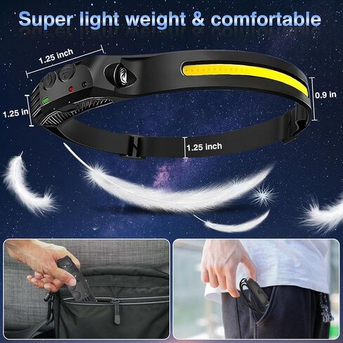 LED Rechargeable Headlamp Wide Beam High Lumen Head Flashlights Waterproof Lightweight Type-C USB Charging Head Lamps for Camping,Fishing,Hiking in Saudi Arabia