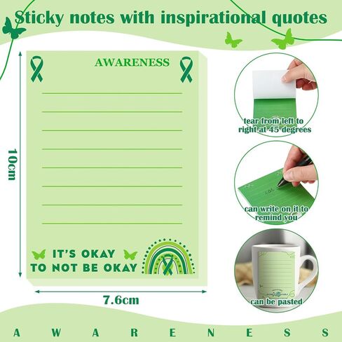 32 Pads Mental Health Sticky Notes Mental Health Stickers Reminder Laptop Decals Positive Psychology Affirmations Feelings Mental Health Decor for Coworkers Kids Teen School(Fresh) in Kuwait