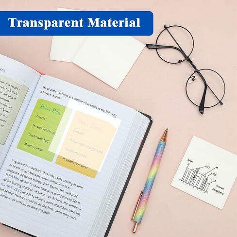 EOOUT 3X3 Inch 900 Pcs, Transparent Sticky Notes, 18 Packs Clear Self-Stick Notes, Waterproof Translucent Memo Note Pads, Easy to Post at Home, Office in Saudi Arabia