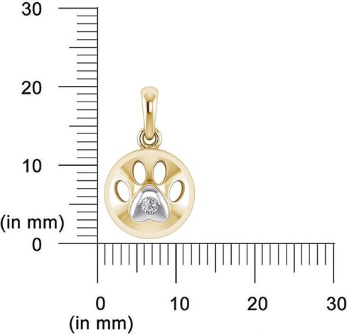 14k Yellow, White Gold Over Sterling Silver Natural Diamond Paw Print Necklace, Paw Necklace, Dog Necklace, Dog Jewelry for Women, Dog Paw Necklace, Dog Pendant in Saudi Arabia