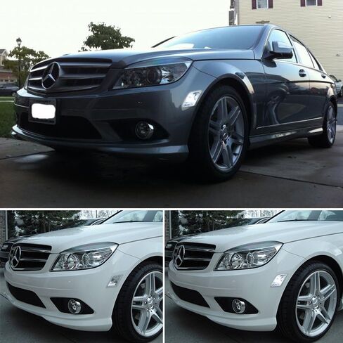 GTINTHEBOX CAN-bus Error Free Clear Lens Side Marker Lamps with Pure White LED Lights for 2008-2011 Mercedes Benz W204 C250 C300 C350,2008-2013 C63 AMG in Kuwait