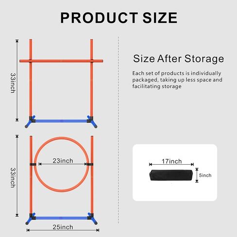 Dog Agility Training Jumping Hoop for Small Medium Dogs, Adjustable Height Pet Exercise Equipment for Outdoor Backyard (Weave Poles) in Saudi Arabia