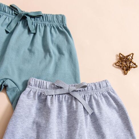 3 Pack Baby Boy Shorts Solid Cotton Short with Drawstring Casual Summer Bottoms Pants in Saudi Arabia