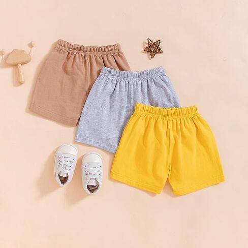 3 Pack Baby Boy Shorts Solid Cotton Short with Drawstring Casual Summer Bottoms Pants in Saudi Arabia