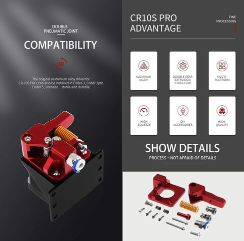 WINSINN Dual Gear Extruder، Ender 3 v2 ترقية عمود المحرك> 20 مم، متوافق مع سلسلة Ender 3 Pro CR10 Series 3D Printer TPU Filament Drive Feed in Saudi Arabia