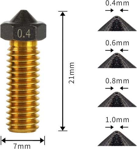 10Pcs V6 Volcano PTFE Nozzles 0.4/0.6/0.8/1.0mm M6 Thread Hotend Extruder PTFE Coating Volcano Nozzle for Artillery Genius, Sidewinder X1, X2, for Anycubic Vyper, Kobra Plus, Kobra Max in Kuwait