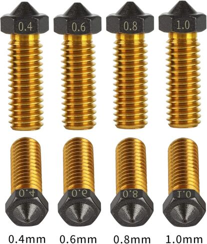 10Pcs V6 Volcano PTFE Nozzles 0.4/0.6/0.8/1.0mm M6 Thread Hotend Extruder PTFE Coating Volcano Nozzle for Artillery Genius, Sidewinder X1, X2, for Anycubic Vyper, Kobra Plus, Kobra Max in Kuwait