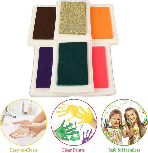 Prasacco 6 Pcs Ink Pads for Stamping, Washable Stamp Ink Pad Ink Pads for Kids DIY Multicolor Ink Pads Finger Print Crafts Stamp Pad for Rubber Stamps, Paper, Scrapbooking, Wood Fabric (Style 2) in Saudi Arabia