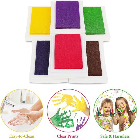 Prasacco 6 Pcs Ink Pads for Stamping, Washable Stamp Ink Pad Ink Pads for Kids DIY Multicolor Ink Pads Finger Print Crafts Stamp Pad for Rubber Stamps, Paper, Scrapbooking, Wood Fabric (Style 2) in Saudi Arabia