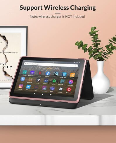 حافظة MoKo تناسب أجهزة Kindle Fire HD 8 & 8 Plus اللوحية الجديدة كليًا (إصدار الجيل الثاني عشر - 2022) مقاس 8 بوصات، غطاء خلفي ملون ناعم من مادة TPU، غطاء ذكي نحيف متعدد الزوايا، تنبيه/غفو تلقائي، ذهبي وردي in Saudi Arabia