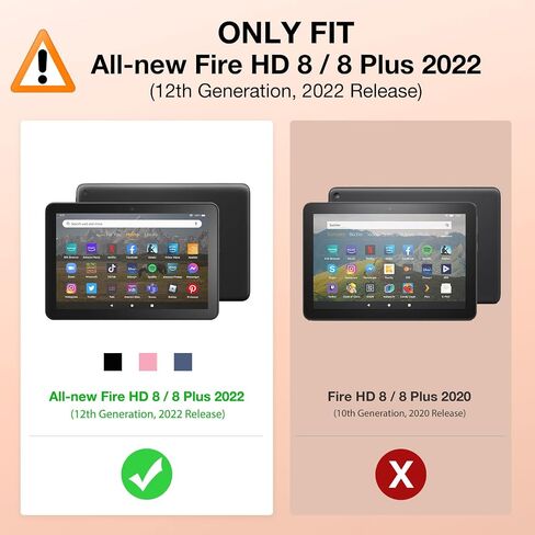 حافظة MoKo تناسب أجهزة Kindle Fire HD 8 & 8 Plus اللوحية الجديدة كليًا (إصدار الجيل الثاني عشر - 2022) مقاس 8 بوصات، غطاء خلفي ملون ناعم من مادة TPU، غطاء ذكي نحيف متعدد الزوايا، تنبيه/غفو تلقائي، ذهبي وردي in Saudi Arabia