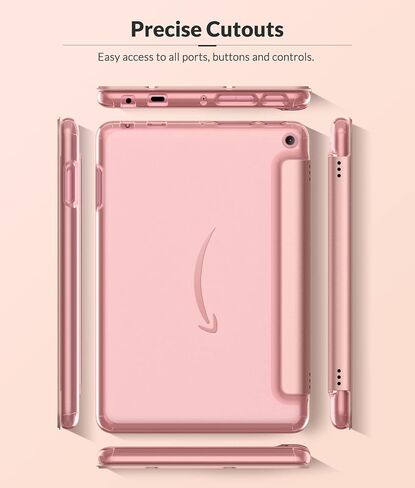 حافظة MoKo تناسب أجهزة Kindle Fire HD 8 & 8 Plus اللوحية الجديدة كليًا (إصدار الجيل الثاني عشر - 2022) مقاس 8 بوصات، غطاء خلفي ملون ناعم من مادة TPU، غطاء ذكي نحيف متعدد الزوايا، تنبيه/غفو تلقائي، ذهبي وردي in Saudi Arabia