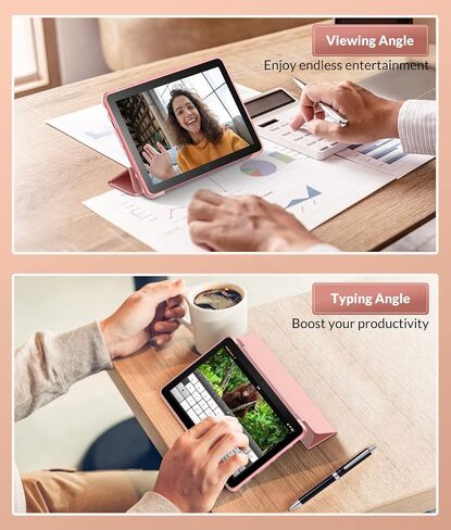 حافظة MoKo تناسب أجهزة Kindle Fire HD 8 & 8 Plus اللوحية الجديدة كليًا (إصدار الجيل الثاني عشر - 2022) مقاس 8 بوصات، غطاء خلفي ملون ناعم من مادة TPU، غطاء ذكي نحيف متعدد الزوايا، تنبيه/غفو تلقائي، ذهبي وردي in Saudi Arabia
