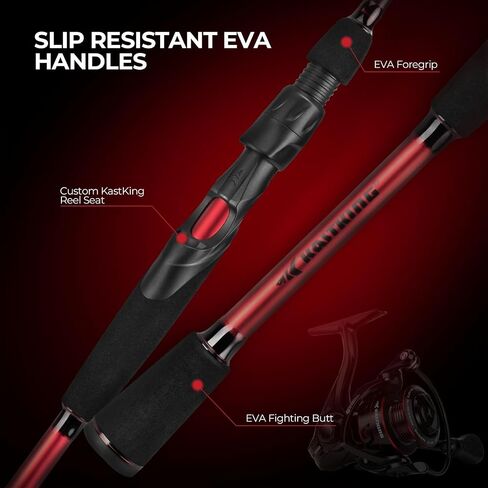 KastKing Royale Legend II Twin Tip Fishing Rod and Reel Combos, Spinning & Casting Combo, IM6 Graphite 2Pc Blanks, Extra Backup Tip Section, Stainless-Steel Guides, KastFlex Technology, EVA Handles in Kuwait