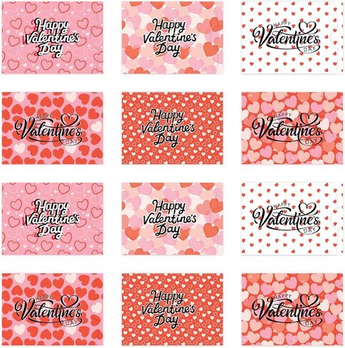 Andaz Press 12 Pack Assorted Happy Valentine's Day Gift Card Holders 4.25 x 3-Inch Pink Red Credit Card Size Sleeves, Valentines Day Gift Card Holder for Kids, Teacher Valentine Card in Saudi Arabia