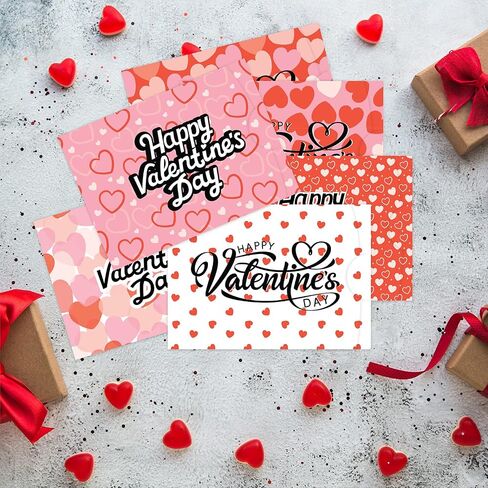 Andaz Press 12 Pack Assorted Happy Valentine's Day Gift Card Holders 4.25 x 3-Inch Pink Red Credit Card Size Sleeves, Valentines Day Gift Card Holder for Kids, Teacher Valentine Card in Saudi Arabia