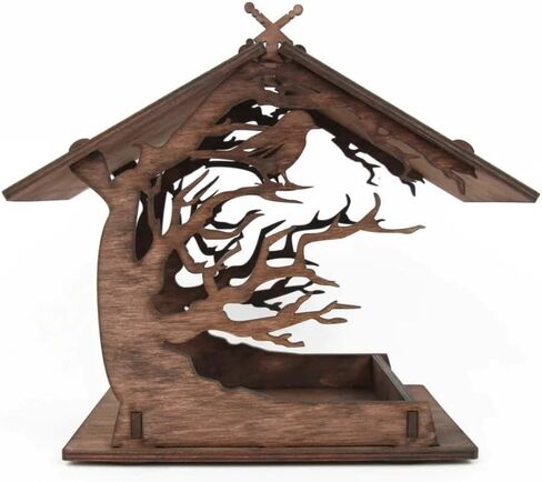 Bird Feeder 11.8x9.3x7.9 inches - Hanging Bird Feeder - Love Birds - Birds House - Birdhouses - Wooden Bird Feeder - Garden Decor - Patio Decor - Garden Gift in Saudi Arabia
