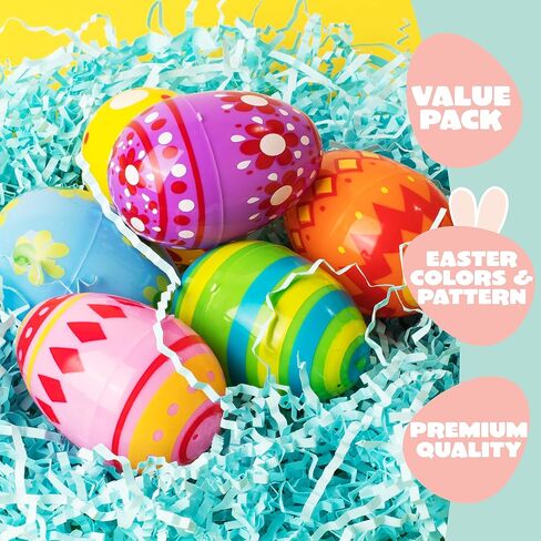 JOYIN 30 Pcs 3.15Inch Printed Plastic Eggs, Colorful Plastic Easter Eggs, Fillable Empty Eggs Bulks for Easter Egg Hunt Event, Easter Basket Stuffers, Egg Toddler Gift in Saudi Arabia