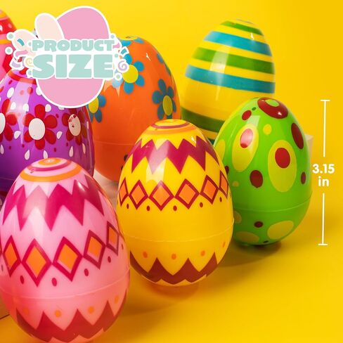 JOYIN 30 Pcs 3.15Inch Printed Plastic Eggs, Colorful Plastic Easter Eggs, Fillable Empty Eggs Bulks for Easter Egg Hunt Event, Easter Basket Stuffers, Egg Toddler Gift in Saudi Arabia
