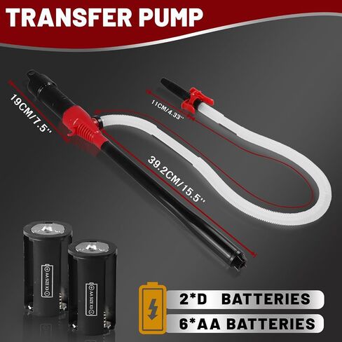 Fuel Transfer Pump With Clip -Battery Operated Gas Pump - Liquid Transfer Pump for Water Kerosene Gasoline Pump - Battery Powered Water Pump, 2.2 Gallon per Min in Saudi Arabia