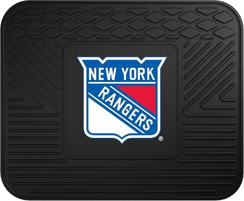 FANMATS 13860 New York Rangers 2-Piece Deluxe Car Mat Set, Vinyl Trim and Colored Team Logo, Dual Rib Charcoal Carpet, Trimmable Edges in Kuwait