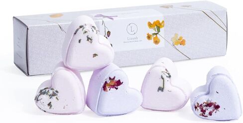 Lizush Luxury Spa Gift Basket And Self Care Gifts For Women With Mint, Lavender, Grapefruit, And Eucalyptus Heart-Shaped Shower Steamers With Box and Card - Personalized - 5 Piece Set in Saudi Arabia